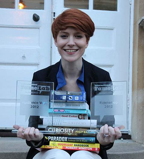 Monika Koperska, zwyciężczyni konkursu FameLab Poland 2012 oraz zdobywczyni nagrody publiczności w finale konkursu FameLab International Final 2012. Zdjęcie: Centrum Nauki Kopernik